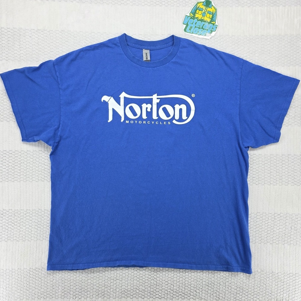 Norton Motorcycles Graphic T Shirt Mens XXL Blue Heavy Cotton Racing Biker Tee